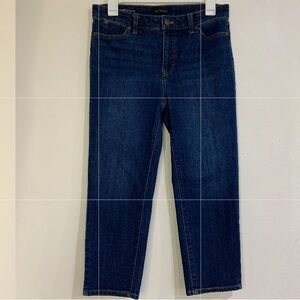 TALBOTS Jeans Women's Size 4 Petite Dark Wash Denim Straight Leg Crop Capri